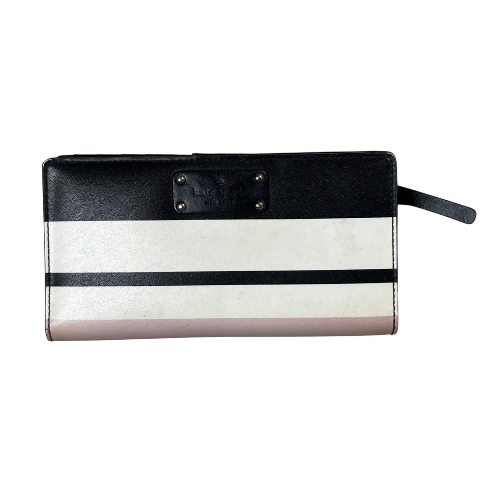 Kate Spade Bifold Wallet Women Multicolor Striped Leather Snap Slim Organizer‎